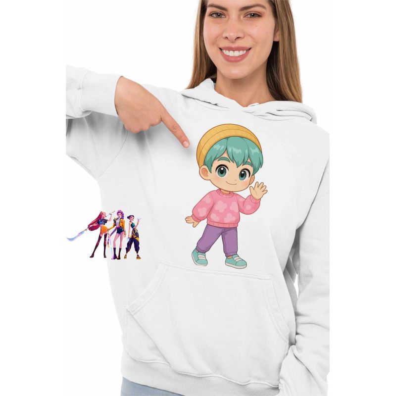 Fashion, accesorii si bijuterii - Femei - Imbracaminte femei - Hanorace femei - Hanorac Femei Huntrix Saja Boys Baby Rapper Kpop, alb, marime 2XL - Infinity.ro
