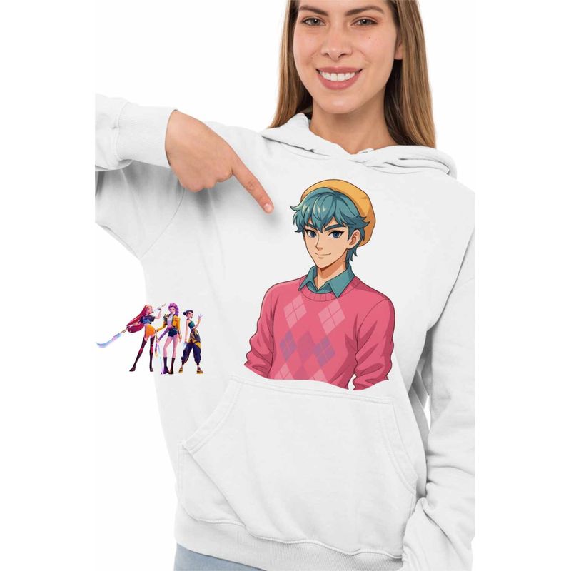 Fashion, accesorii si bijuterii - Femei - Imbracaminte femei - Hanorace femei - Hanorac Femei Huntrix Saja Boys Baby Kpop Demon Hunters, alb, marime 2XL - Infinity.ro