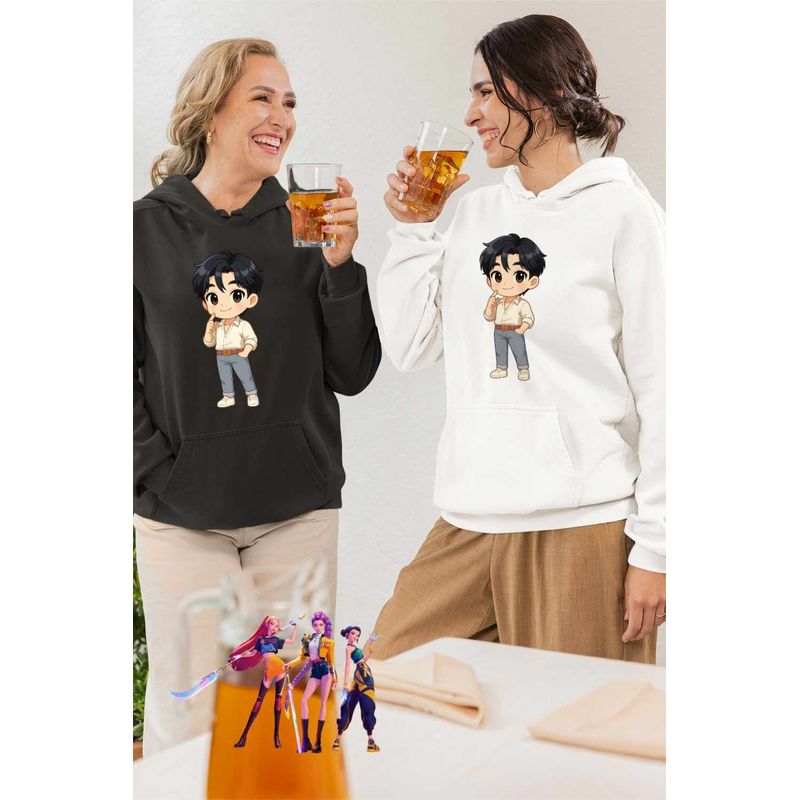 Fashion, accesorii si bijuterii - Femei - Imbracaminte femei - Hanorace femei - Hanorac Femei Huntrix Saja Boys Jinu Chibi Kpop, alb, marime 2XL - Infinity.ro