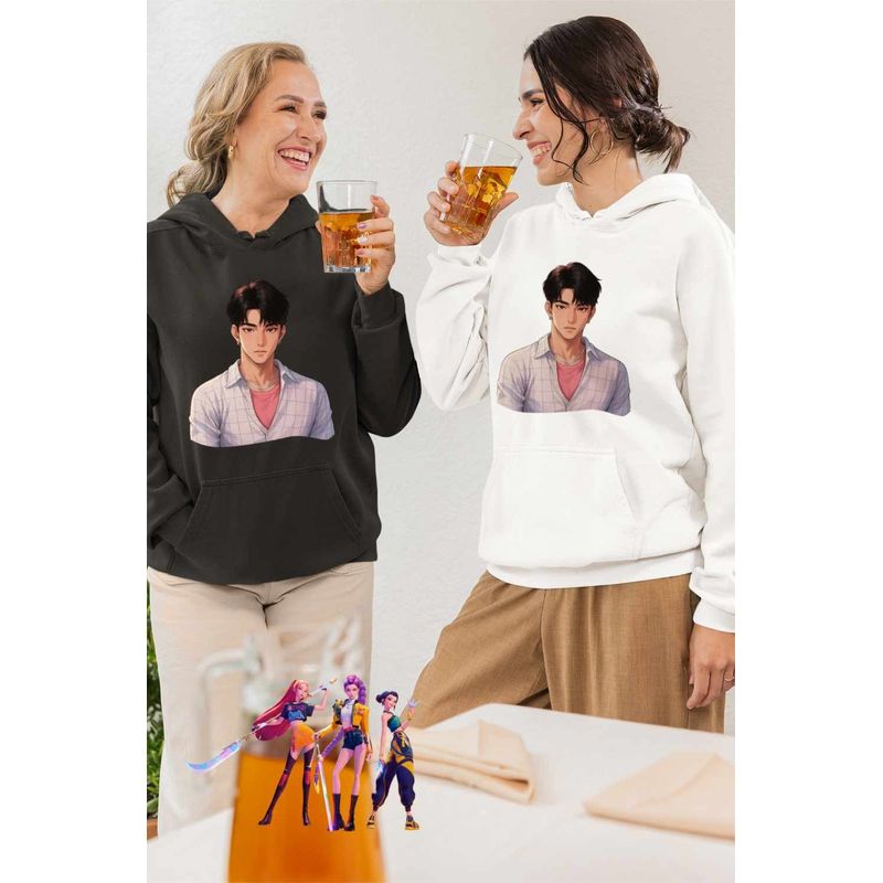 Fashion, accesorii si bijuterii - Femei - Imbracaminte femei - Hanorace femei - Hanorac Femei Huntrix Saja Boys Jinu Kpop Demon Hunters, alb, marime 2XL - Infinity.ro