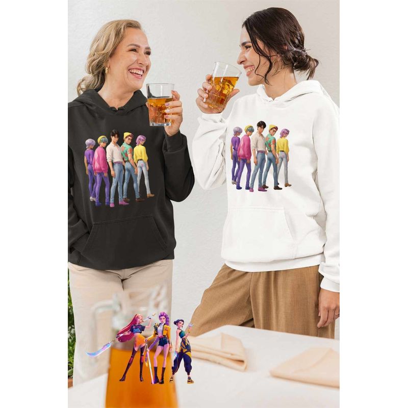 Fashion, accesorii si bijuterii - Femei - Imbracaminte femei - Hanorace femei - Hanorac Femei Huntrix Saja Boys Kpop Trupa, alb, marime 2XL - Infinity.ro