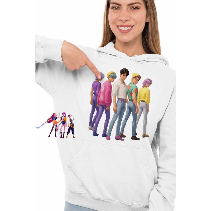 Fashion, accesorii si bijuterii - Femei - Imbracaminte femei - Hanorace femei - Hanorac Femei Huntrix Saja Boys Kpop Trupa, alb, marime 2XL - Infinity.ro