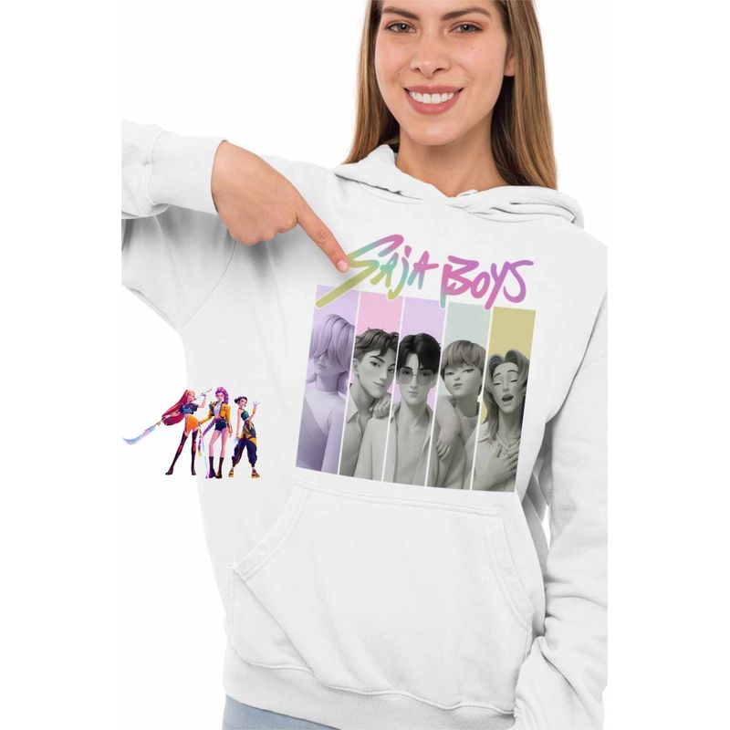 Fashion, accesorii si bijuterii - Femei - Imbracaminte femei - Hanorace femei - Hanorac Femei Huntrix Saja Boys Legends Kpop, alb, marime 2XL - Infinity.ro