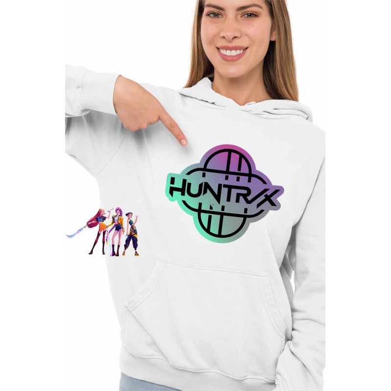 Fashion, accesorii si bijuterii - Femei - Imbracaminte femei - Hanorace femei - Hanorac Femei Huntrix Simbol Kpop Demon Hunters, alb, marime 2XL - Infinity.ro