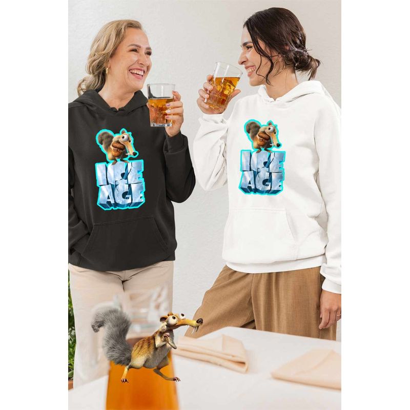 Fashion, accesorii si bijuterii - Femei - Imbracaminte femei - Hanorace femei - Hanorac Femei Ice Age Scrat Mood, alb, marime 2XL - Infinity.ro