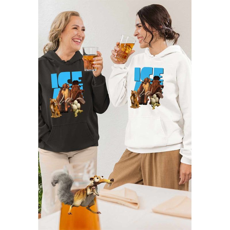 Fashion, accesorii si bijuterii - Femei - Imbracaminte femei - Hanorace femei - Hanorac Femei Ice Age Manny Crazy Times, alb, marime 2XL - Infinity.ro