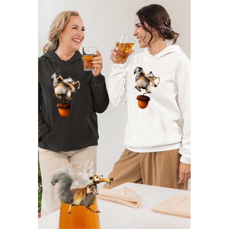 Fashion, accesorii si bijuterii - Femei - Imbracaminte femei - Hanorace femei - Hanorac Femei Ice Age Scrat Veverita, alb, marime 2XL - Infinity.ro