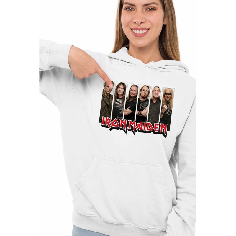 Fashion, accesorii si bijuterii - Femei - Imbracaminte femei - Hanorace femei - Hanorac Femei Iron Maiden All Gang Heavy Metal, alb, marime 2XL - Infinity.ro