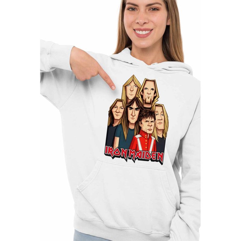 Fashion, accesorii si bijuterii - Femei - Imbracaminte femei - Hanorace femei - Hanorac Femei Iron Maiden Cartoon Heavy Metal, alb, marime 2XL - Infinity.ro