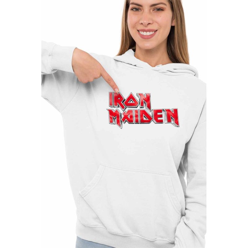 Fashion, accesorii si bijuterii - Femei - Imbracaminte femei - Hanorace femei - Hanorac Femei Iron Maiden Heavy Metal, alb, marime 2XL - Infinity.ro