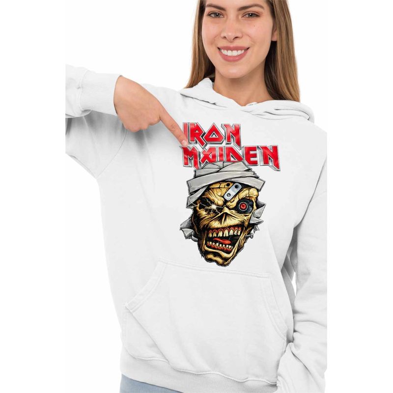 Fashion, accesorii si bijuterii - Femei - Imbracaminte femei - Hanorace femei - Hanorac Femei Iron Maiden Mummy Heavy Metal, alb, marime 2XL - Infinity.ro