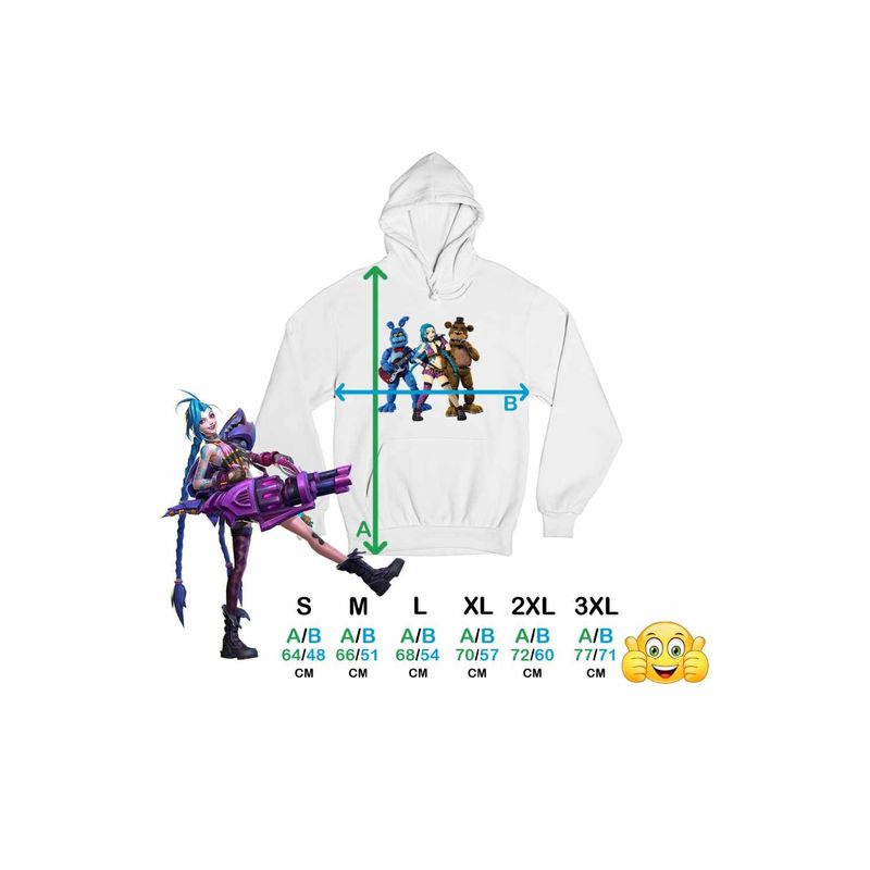 Fashion, accesorii si bijuterii - Femei - Imbracaminte femei - Hanorace femei - Hanorac Femei Jinx Fnaf Arcane Fredy Runeterra, alb, marime 2XL - Infinity.ro