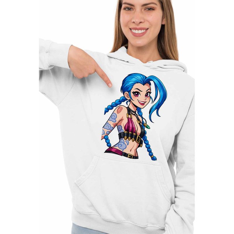 Fashion, accesorii si bijuterii - Femei - Imbracaminte femei - Hanorace femei - Hanorac Femei Jinx Arcane Runeterra, alb, marime 2XL - Infinity.ro