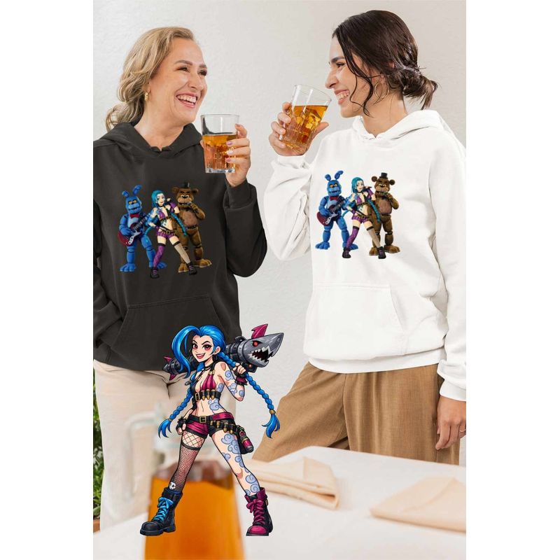 Fashion, accesorii si bijuterii - Femei - Imbracaminte femei - Hanorace femei - Hanorac Femei Jinx Fnaf Arcane Fredy Runeterra, alb, marime 2XL - Infinity.ro