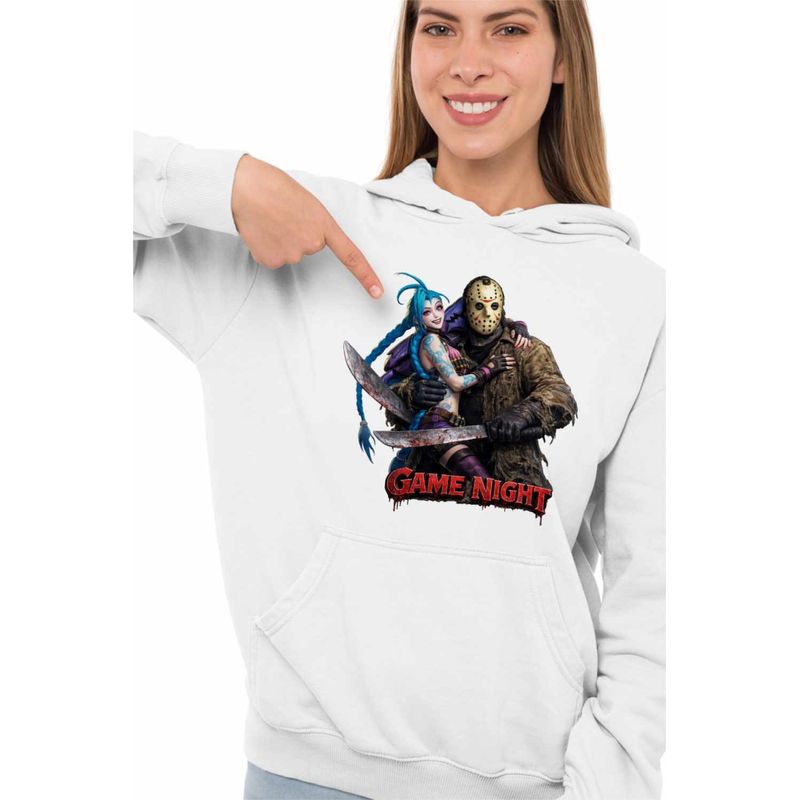 Fashion, accesorii si bijuterii - Femei - Imbracaminte femei - Hanorace femei - Hanorac Femei Jinx Jason Voorhees Arcane Runeterra, alb, marime 2XL - Infinity.ro