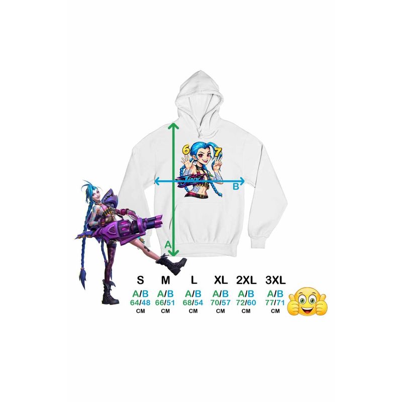 Fashion, accesorii si bijuterii - Femei - Imbracaminte femei - Hanorace femei - Hanorac Femei Jinx Six Seven Arcane Runeterra, alb, marime 2XL - Infinity.ro