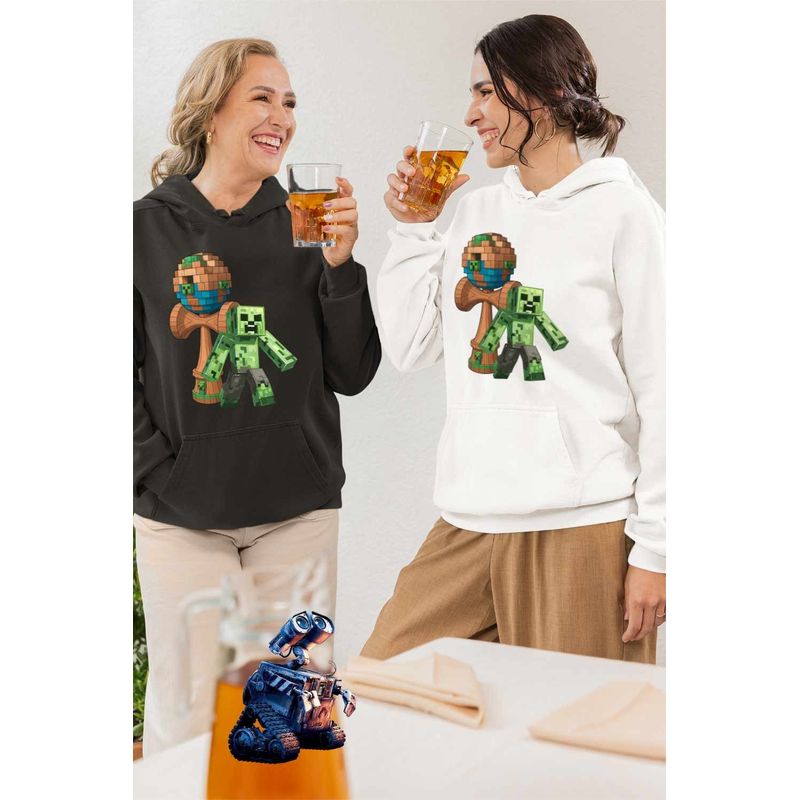 Fashion, accesorii si bijuterii - Femei - Imbracaminte femei - Hanorace femei - Hanorac Femei Kendama Minecraft Creeper Trial, alb, marime 2XL - Infinity.ro