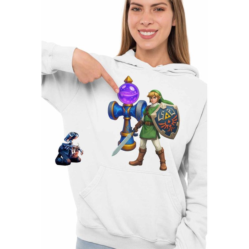 Fashion, accesorii si bijuterii - Femei - Imbracaminte femei - Hanorace femei - Hanorac Femei Kendama Legend of Zelda Cavaler Epic Battle, alb, marime 2XL - Infinity.ro