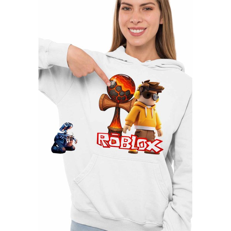Fashion, accesorii si bijuterii - Femei - Imbracaminte femei - Hanorace femei - Hanorac Femei Kendama Roblox Lava, alb, marime 2XL - Infinity.ro