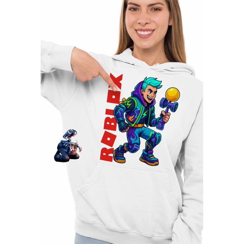 Fashion, accesorii si bijuterii - Femei - Imbracaminte femei - Hanorace femei - Hanorac Femei Kendama Roblox Skin, alb, marime 2XL - Infinity.ro