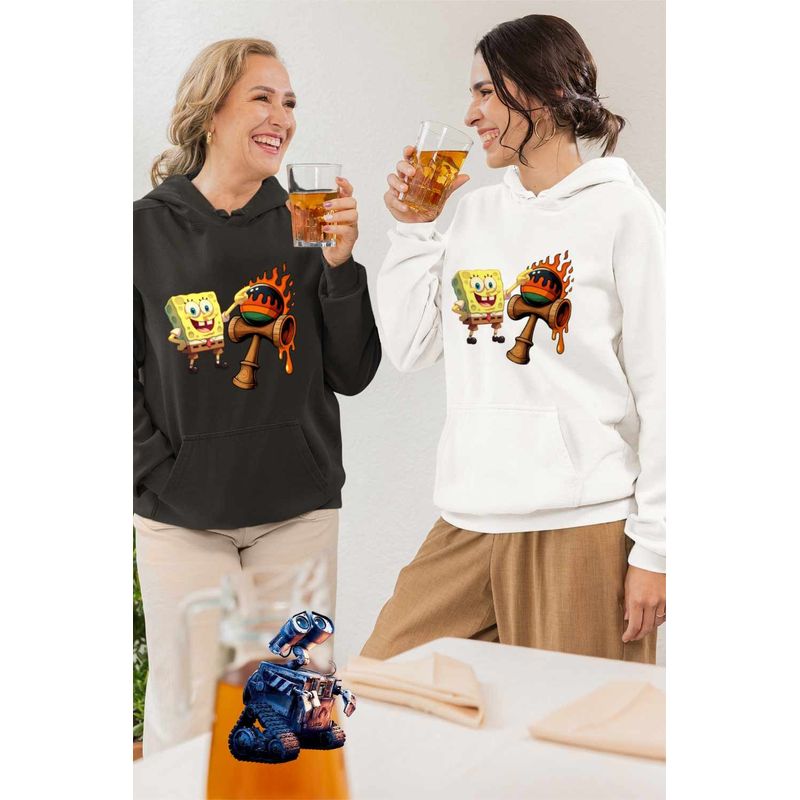 Fashion, accesorii si bijuterii - Femei - Imbracaminte femei - Hanorace femei - Hanorac Femei Kendama Spongebob Flacari Plankton Squarepants Pantaloni Patrati, alb, marime 2XL - Infinity.ro