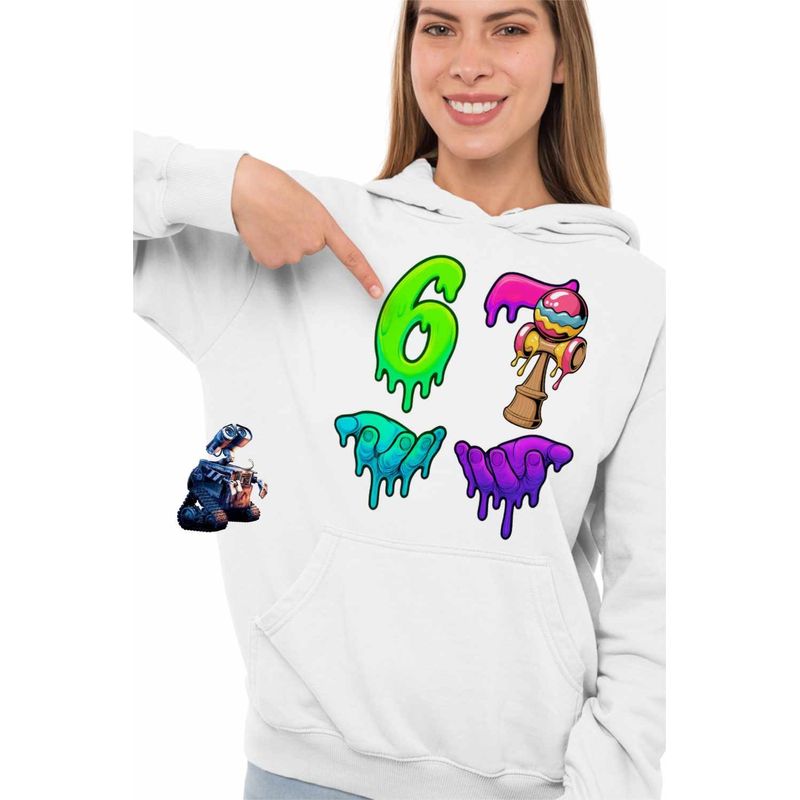 Fashion, accesorii si bijuterii - Femei - Imbracaminte femei - Hanorace femei - Hanorac Femei Kendama Six Seven Topit Sase Sapte, alb, marime 2XL - Infinity.ro