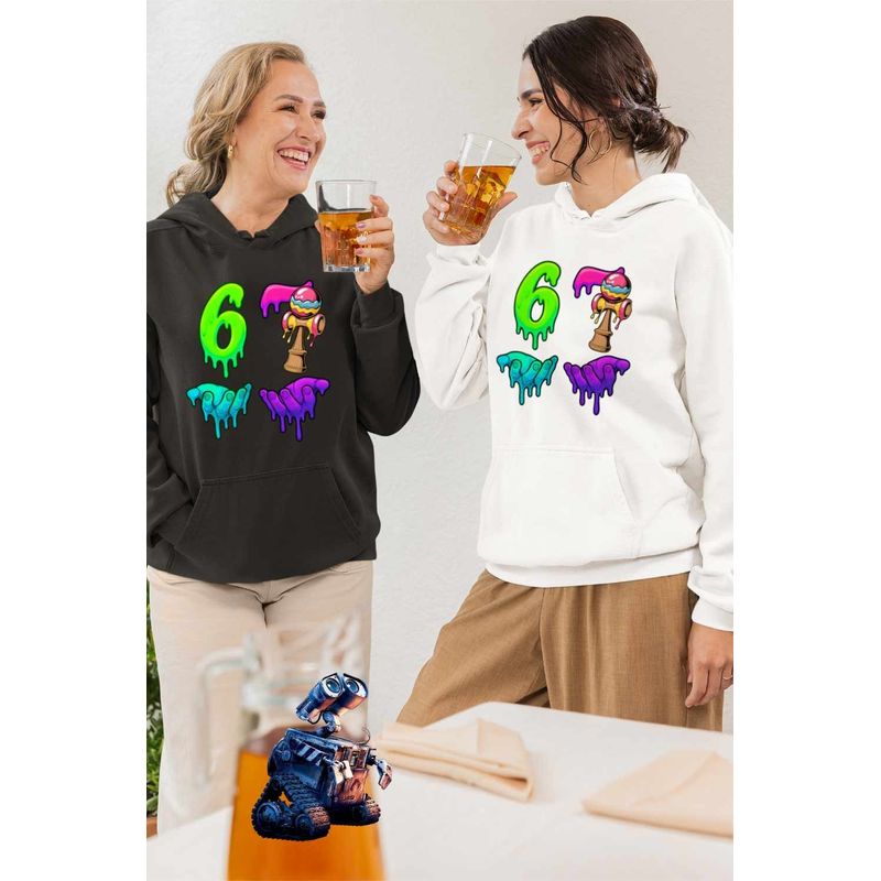 Fashion, accesorii si bijuterii - Femei - Imbracaminte femei - Hanorace femei - Hanorac Femei Kendama Six Seven Topit Sase Sapte, alb, marime 2XL - Infinity.ro