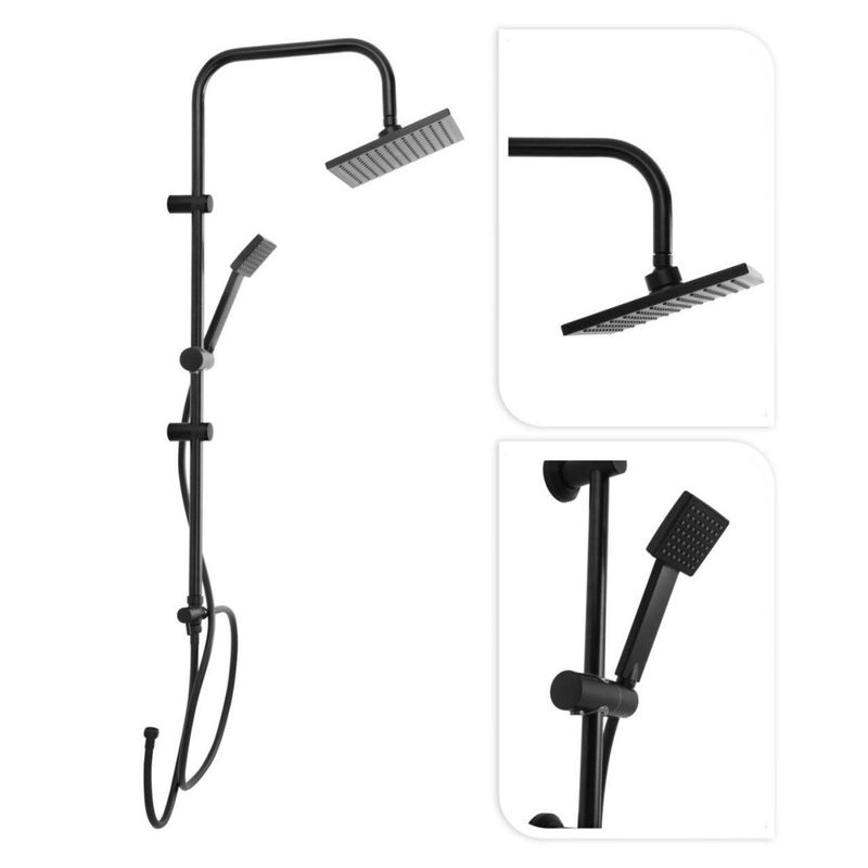 Casa si Gradina - Sanitare - Cazi si cabine de dus - Coloane si seturi de dus - Set complet de dus negru, cu bara reglabila, dus de mana si furtun flexibil - Infinity.ro