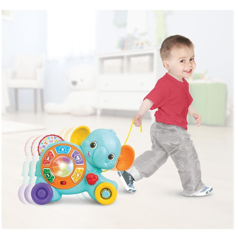 Jucarii, Copii si Bebe - Jucarii si jocuri - Jucarii bebelusi - Jucarii interactive bebelusi - Winfun Jucarie de Tras Elefant cu Sunete si Lumini - Infinity.ro