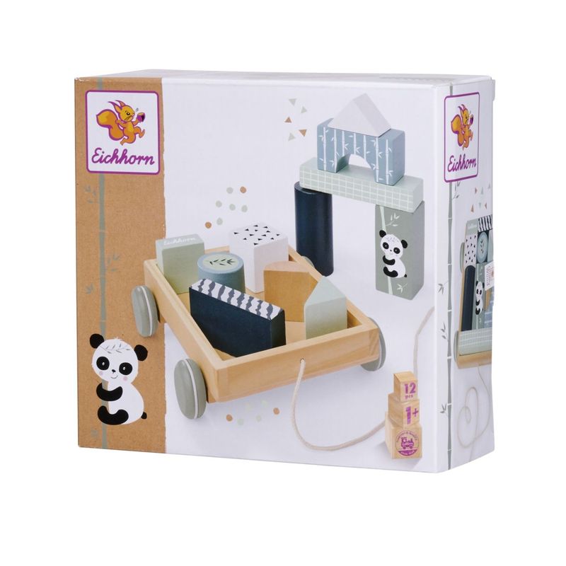Jucarii, Copii si Bebe - Jucarii si jocuri - Jucarii bebelusi - Jucarii de tras/impins - Eichhorn Jucarie de Tras Remorca de Constructii din Lemn 18 cm - Infinity.ro