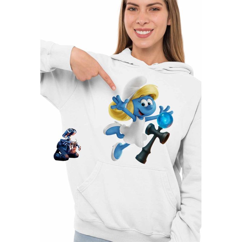 Fashion, accesorii si bijuterii - Femei - Imbracaminte femei - Hanorace femei - Hanorac Femei Kendama Strumfita Strumfii Gargamel, alb, marime 2XL - Infinity.ro