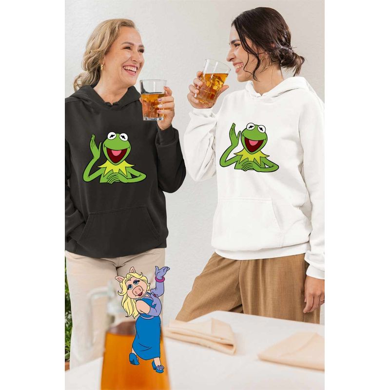 Fashion, accesorii si bijuterii - Femei - Imbracaminte femei - Hanorace femei - Hanorac Femei Kermit the Frog The Muppets, alb, marime 2XL - Infinity.ro