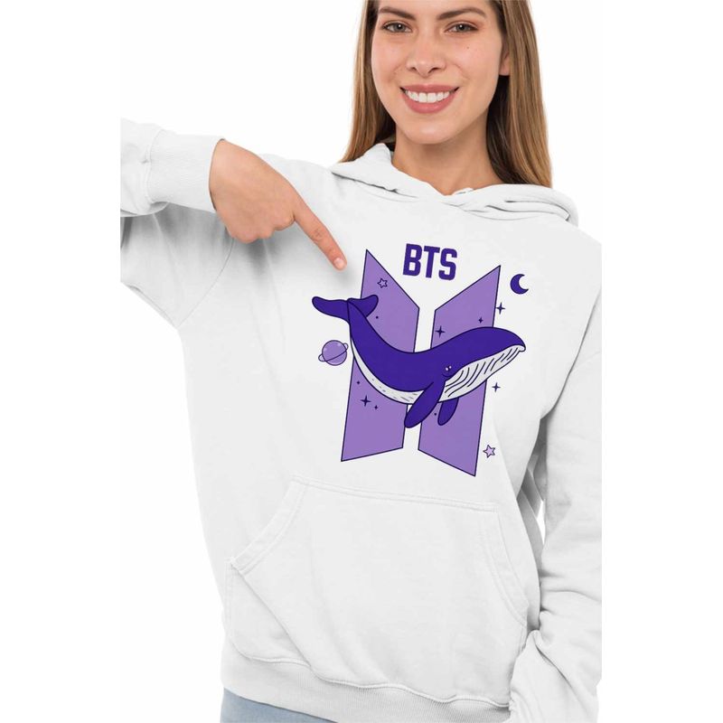 Fashion, accesorii si bijuterii - Femei - Imbracaminte femei - Hanorace femei - Hanorac Femei Kpop BTS Universe Whale, alb, marime 2XL - Infinity.ro