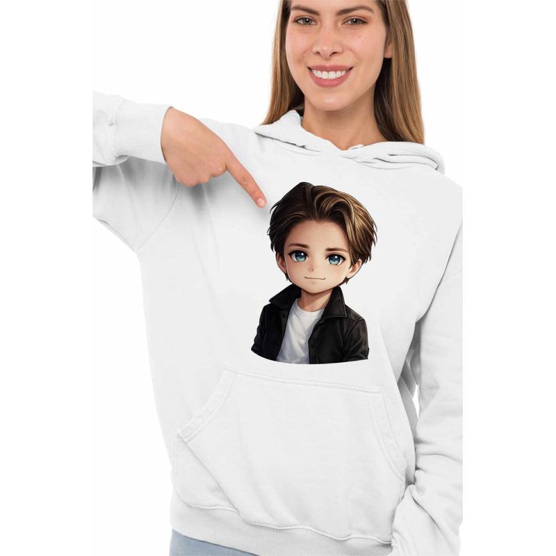 Fashion, accesorii si bijuterii - Femei - Imbracaminte femei - Hanorace femei - Hanorac Femei Kygo Anime Cartoon, alb, marime 2XL - Infinity.ro