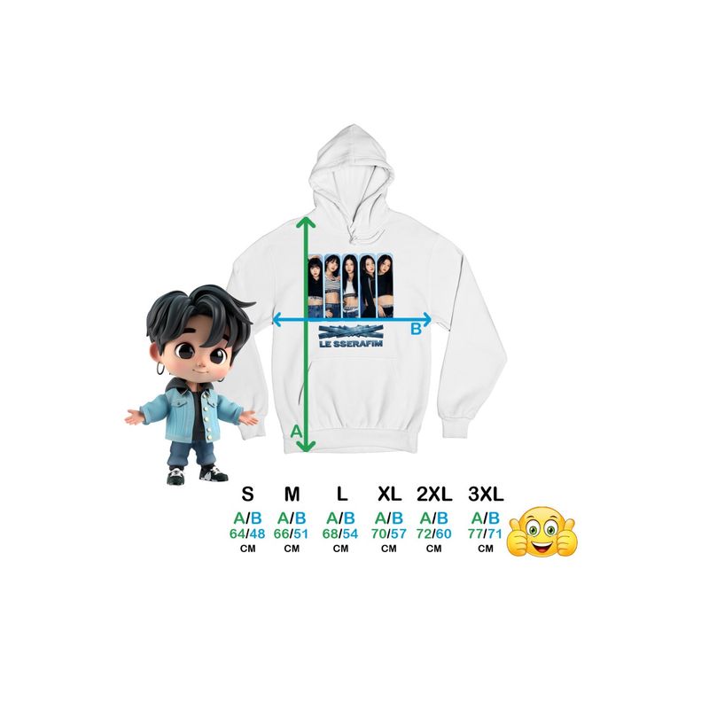 Fashion, accesorii si bijuterii - Femei - Imbracaminte femei - Hanorace femei - Hanorac Femei Le Sserafim Kpop Bts Party Merch, alb, marime 2XL - Infinity.ro
