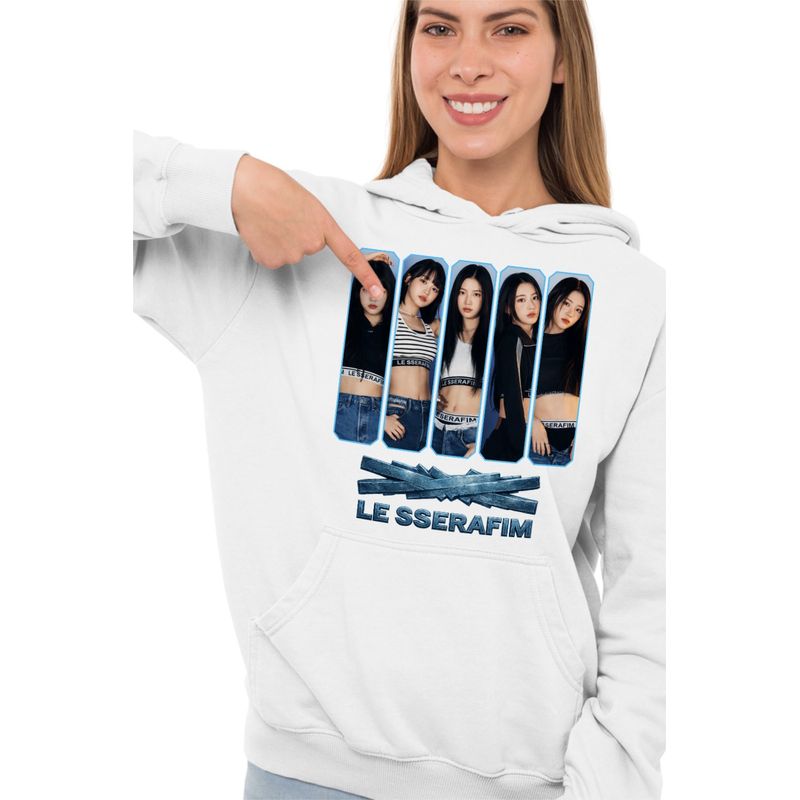 Fashion, accesorii si bijuterii - Femei - Imbracaminte femei - Hanorace femei - Hanorac Femei Le Sserafim Kpop Bts Party Merch, alb, marime 2XL - Infinity.ro