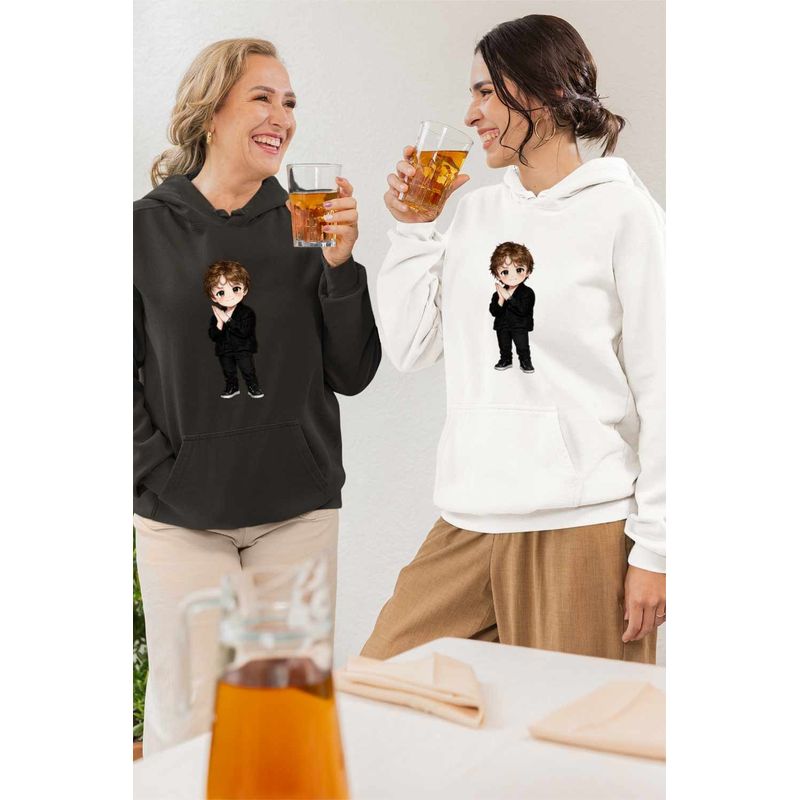 Fashion, accesorii si bijuterii - Femei - Imbracaminte femei - Hanorace femei - Hanorac Femei Lewis Capaldi Chibi Cartoon, alb, marime 2XL - Infinity.ro