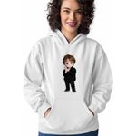Fashion, accesorii si bijuterii - Femei - Imbracaminte femei - Hanorace femei - Hanorac Femei Lewis Capaldi Chibi Cartoon, alb, marime 2XL - Infinity.ro