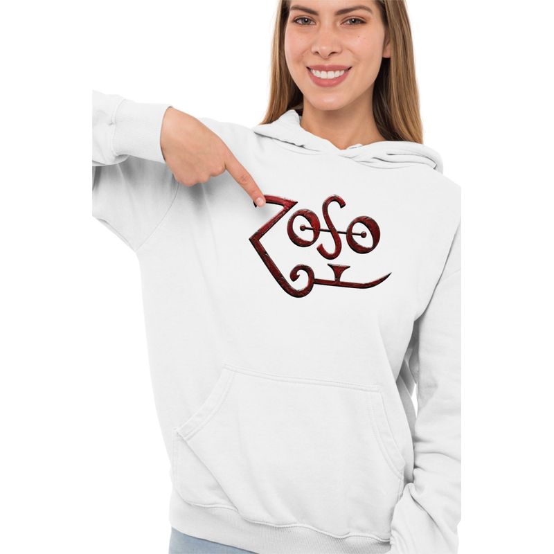 Fashion, accesorii si bijuterii - Femei - Imbracaminte femei - Hanorace femei - Hanorac Femei Led Zeppelin Zoso Merch, alb, marime 2XL - Infinity.ro