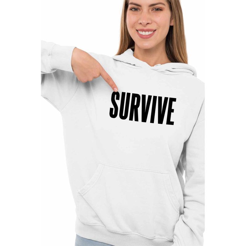 Fashion, accesorii si bijuterii - Femei - Imbracaminte femei - Hanorace femei - Hanorac Femei Lewis Capaldi Survive, alb, marime 2XL - Infinity.ro