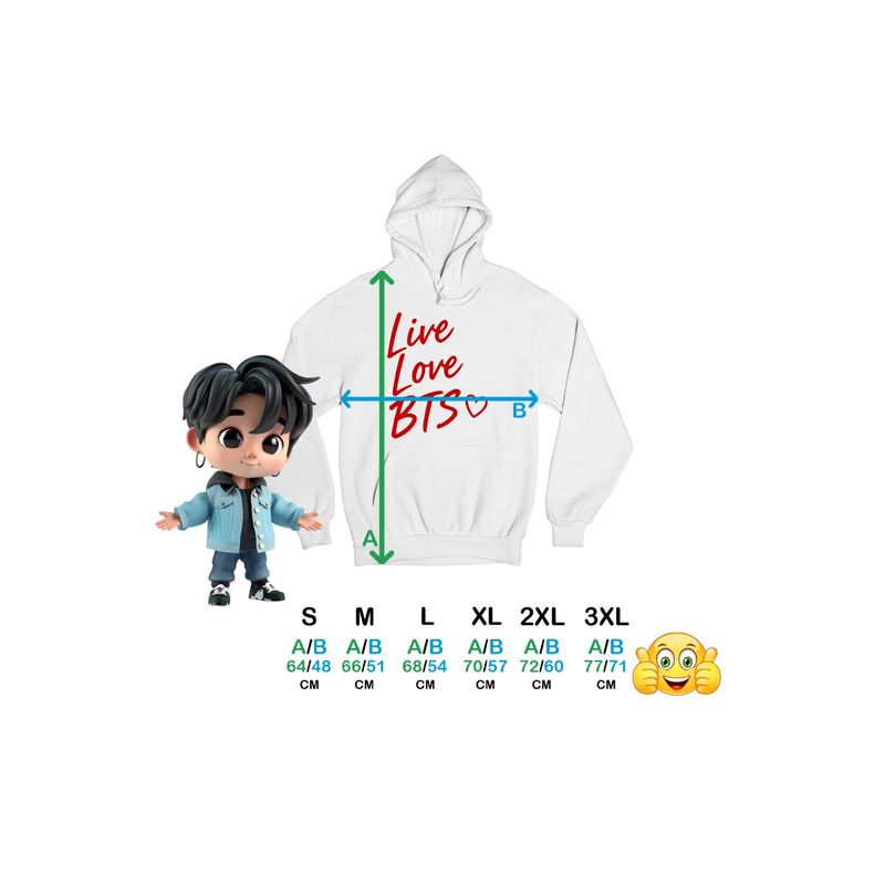 Fashion, accesorii si bijuterii - Femei - Imbracaminte femei - Hanorace femei - Hanorac Femei Live Love BTS Bangtan K-Pop, alb, marime 2XL - Infinity.ro