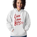 Fashion, accesorii si bijuterii - Femei - Imbracaminte femei - Hanorace femei - Hanorac Femei Live Love BTS Bangtan K-Pop, alb, marime 2XL - Infinity.ro