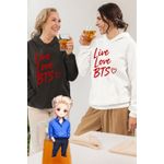 Fashion, accesorii si bijuterii - Femei - Imbracaminte femei - Hanorace femei - Hanorac Femei Live Love BTS Bangtan K-Pop, alb, marime 2XL - Infinity.ro