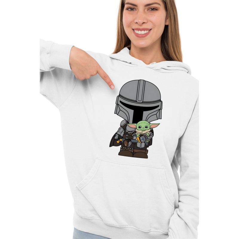 Fashion, accesorii si bijuterii - Femei - Imbracaminte femei - Hanorace femei - Hanorac Femei Mandalorian Grogu Baby Yoda Star Wars, alb, marime 2XL - Infinity.ro