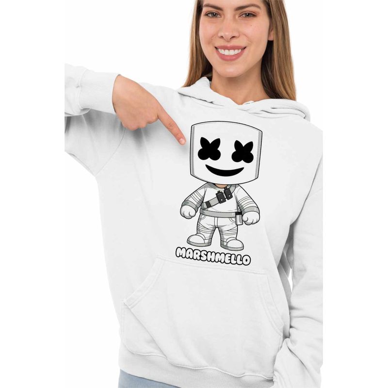 Fashion, accesorii si bijuterii - Femei - Imbracaminte femei - Hanorace femei - Hanorac Femei Marshmello Chibi Cartoon, alb, marime 2XL - Infinity.ro