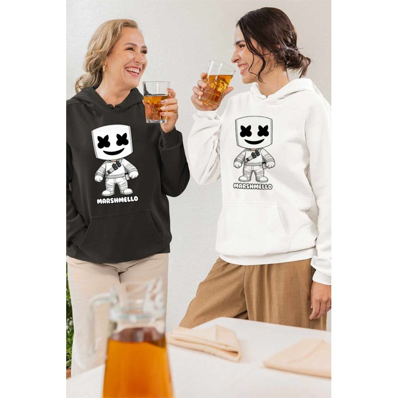 Fashion, accesorii si bijuterii - Femei - Imbracaminte femei - Hanorace femei - Hanorac Femei Marshmello Chibi Cartoon, alb, marime 2XL - Infinity.ro