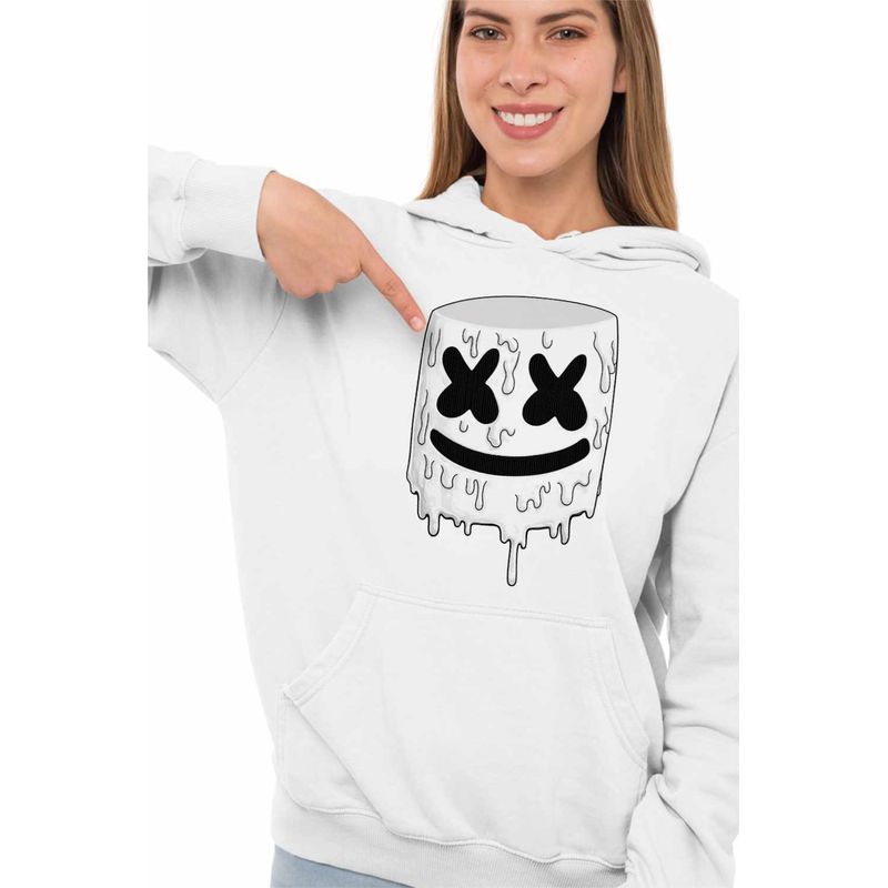 Fashion, accesorii si bijuterii - Femei - Imbracaminte femei - Hanorace femei - Hanorac Femei Marshmello Melting, alb, marime 2XL - Infinity.ro