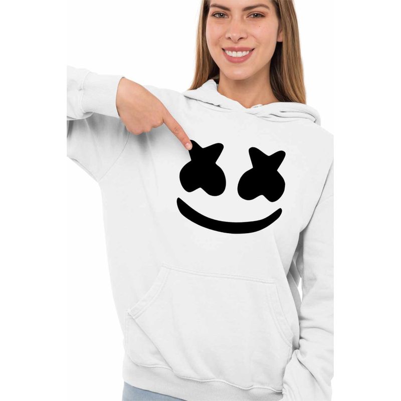 Fashion, accesorii si bijuterii - Femei - Imbracaminte femei - Hanorace femei - Hanorac Femei Marshmello Music DJ, alb, marime 2XL - Infinity.ro
