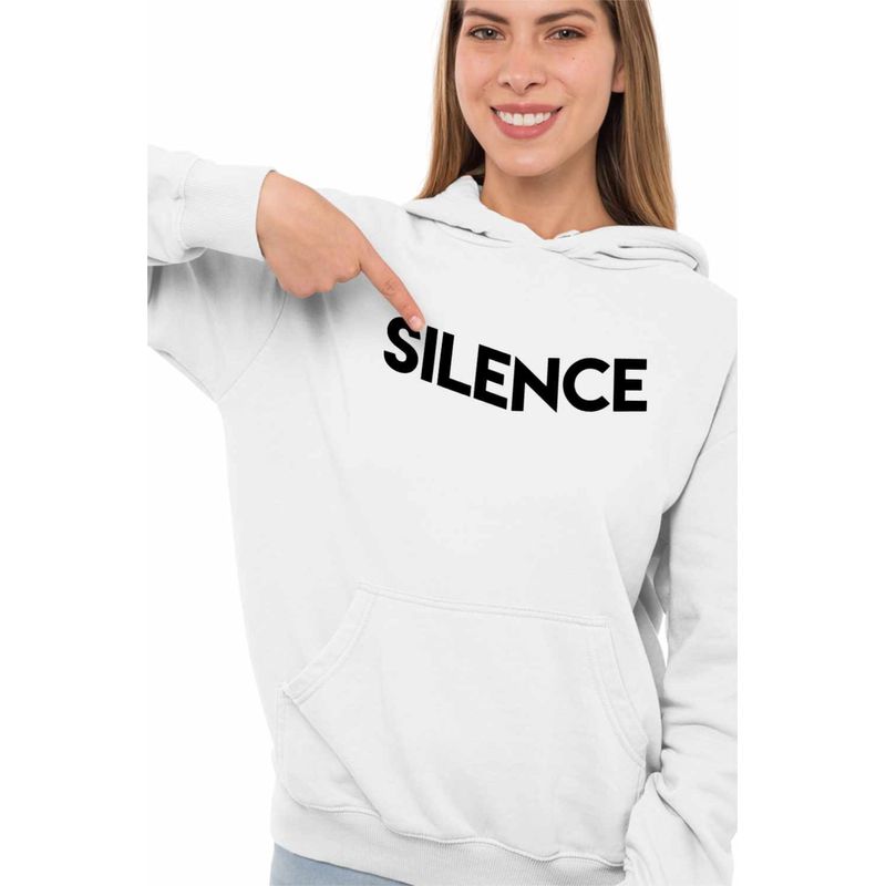 Fashion, accesorii si bijuterii - Femei - Imbracaminte femei - Hanorace femei - Hanorac Femei Marshmello Silence, alb, marime 2XL - Infinity.ro