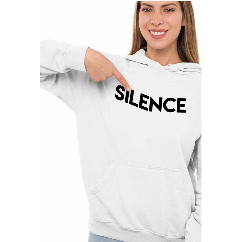 Fashion, accesorii si bijuterii - Femei - Imbracaminte femei - Hanorace femei - Hanorac Femei Marshmello Silence, alb, marime 2XL - Infinity.ro